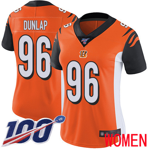 Cincinnati Bengals Limited Orange Women Carlos Dunlap Alternate Jersey NFL Footballl #96 100th Season Vapor Untouchable->cincinnati bengals->NFL Jersey